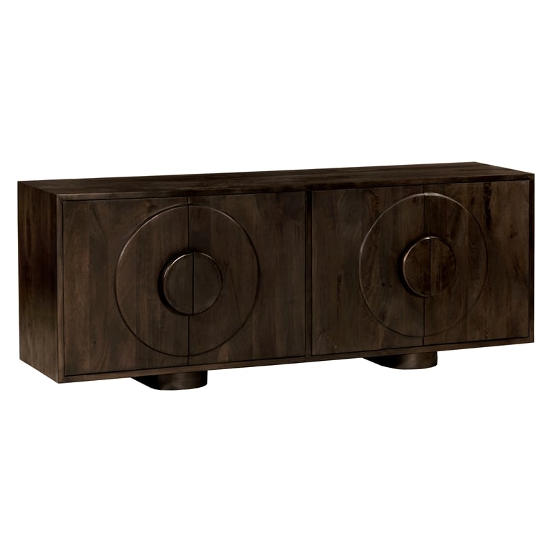 Augustus 4-Door Sideboard in a Modern Barista Brown Finish on Solid Wood
