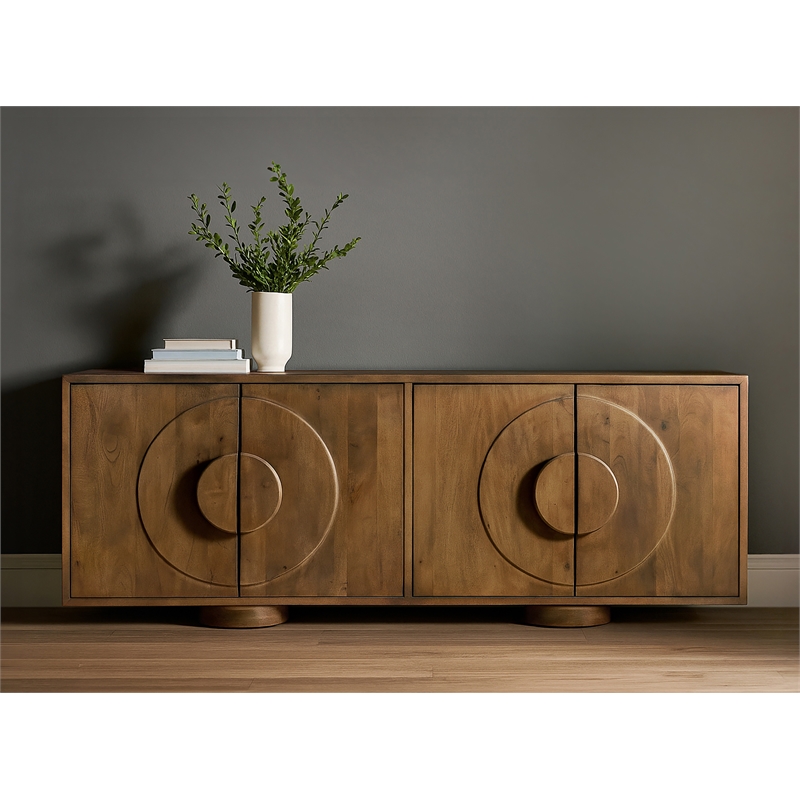 Augustus 4-Door Sideboard in a Modern Spice Tan Finish on Solid Wood