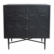 Samara 2-Drawer Small Nightstand in Contemporary Antique Black Pine Solid Wood