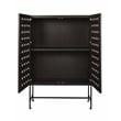 Becca 2-Door Tall Cabinet in Modern Antique Black Finish on Pine Solid Wood