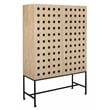Becca 2-Door Tall Cabinet in Modern Sand Oak Finish on Pine Solid Wood