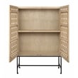 Becca 2-Door Tall Cabinet in Modern Sand Oak Finish on Pine Solid Wood