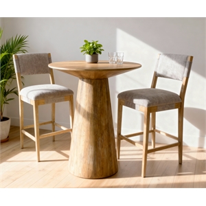 Jaden 36&quot Bar Table Set with 2 Clara Bar Chairs in Slate Gray Linen