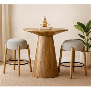 Jaden 36&quot Counter Table Set with 2 Natalia Counter Stools in Silver Boucle