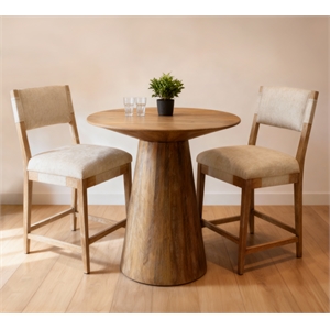 Jaden 36&quot Counter Table Set with 2 Clara Bar Chairs in Beige Linen