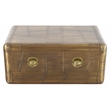 Moti Pilot  Solid Wood and Aluminum Cocktail Table with Brass Finish and Drawer