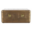 Moti Pilot  Solid Wood and Aluminum Cocktail Table with Brass Finish and Drawer