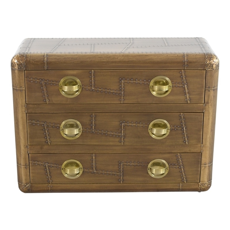 Pilot 3 - Drawer Chest in Brass Crafted From Solid Wood and Aluminum