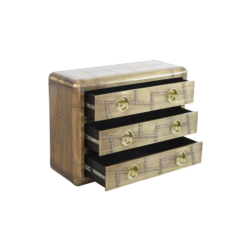 Pilot 3 - Drawer Chest in Brass Crafted From Solid Wood and Aluminum
