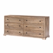 Carmenita 6 Drawer Dresser in Rustic Light Brown Finish on Solid Wood