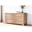 Carmenita 6 Drawer Dresser in Rustic Light Brown Finish on Solid Wood