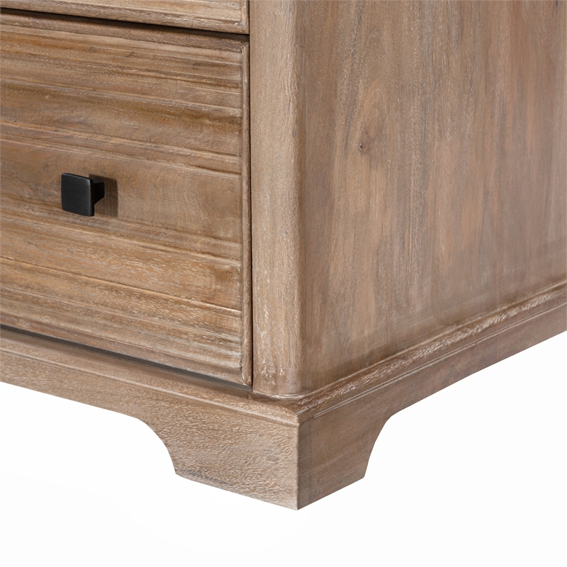 Carmenita 6 Drawer Dresser in Rustic Light Brown Finish on Solid Wood