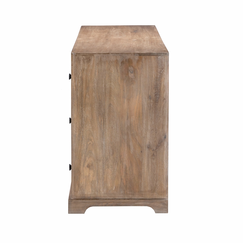 Carmenita 6 Drawer Dresser in Rustic Light Brown Finish on Solid Wood