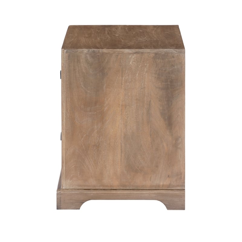 Carmenita 2 Drawer Might Night Stand in Rustic Light Brown Finish on Solid Wood