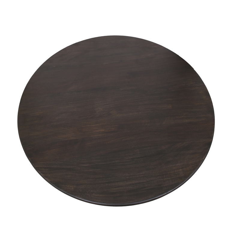 Jaden Solid Wood Round Dining Table in Charred Ember Brown Finish