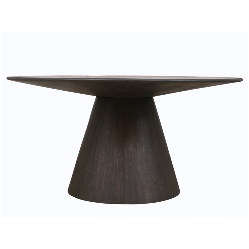 Jaden Solid Wood Round Dining Table in Charred Ember Brown Finish