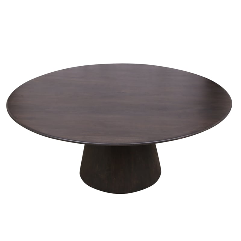 Jaden Solid Wood Round Dining Table in Charred Ember Brown Finish