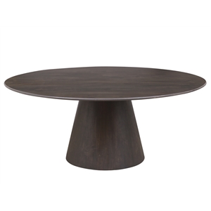 Jaden Solid Wood Round Dining Table in Charred Ember Brown Finish