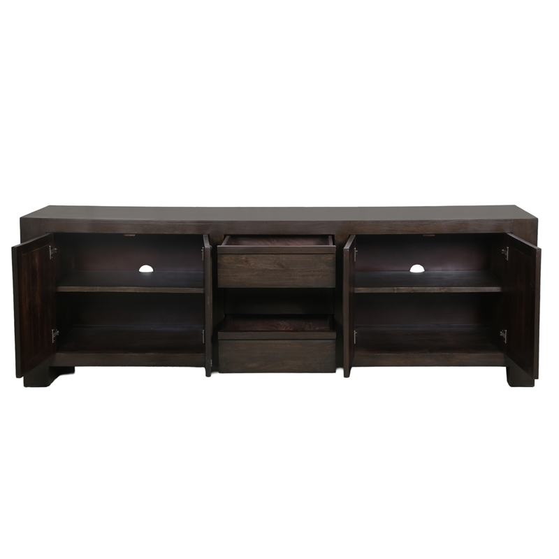 Jaden Solid Wood Sideboard With 3 Drawers And 4 Doors In Charred Ember Brown