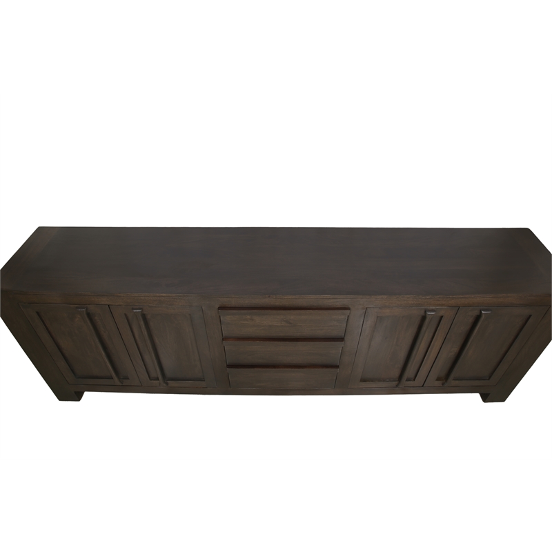 Jaden Solid Wood Sideboard With 3 Drawers And 4 Doors In Charred Ember Brown