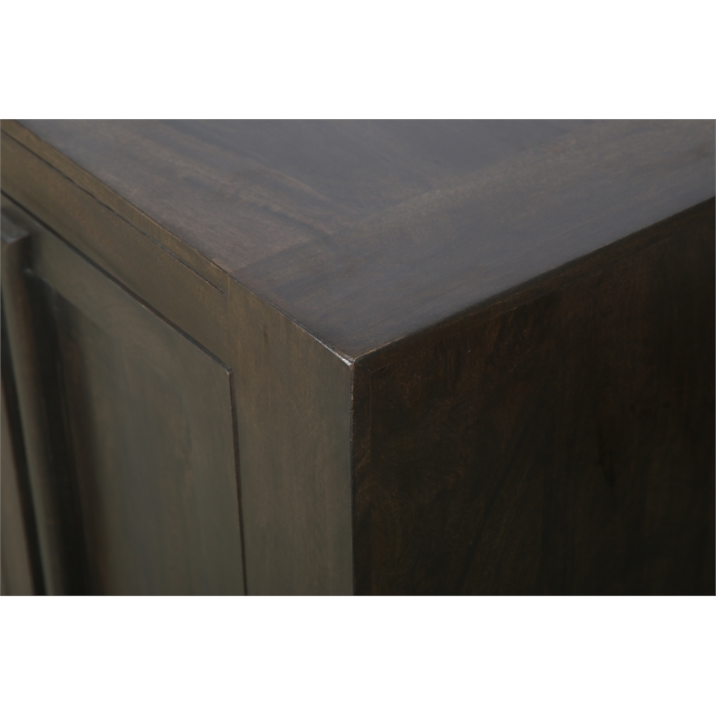 Jaden Solid Wood Sideboard With 3 Drawers And 4 Doors In Charred Ember Brown