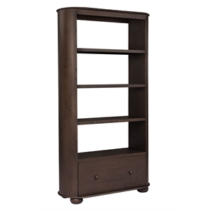 Astrid 1-Drawer Bookcase In Appalachian Brown on Oak Solid Wood
