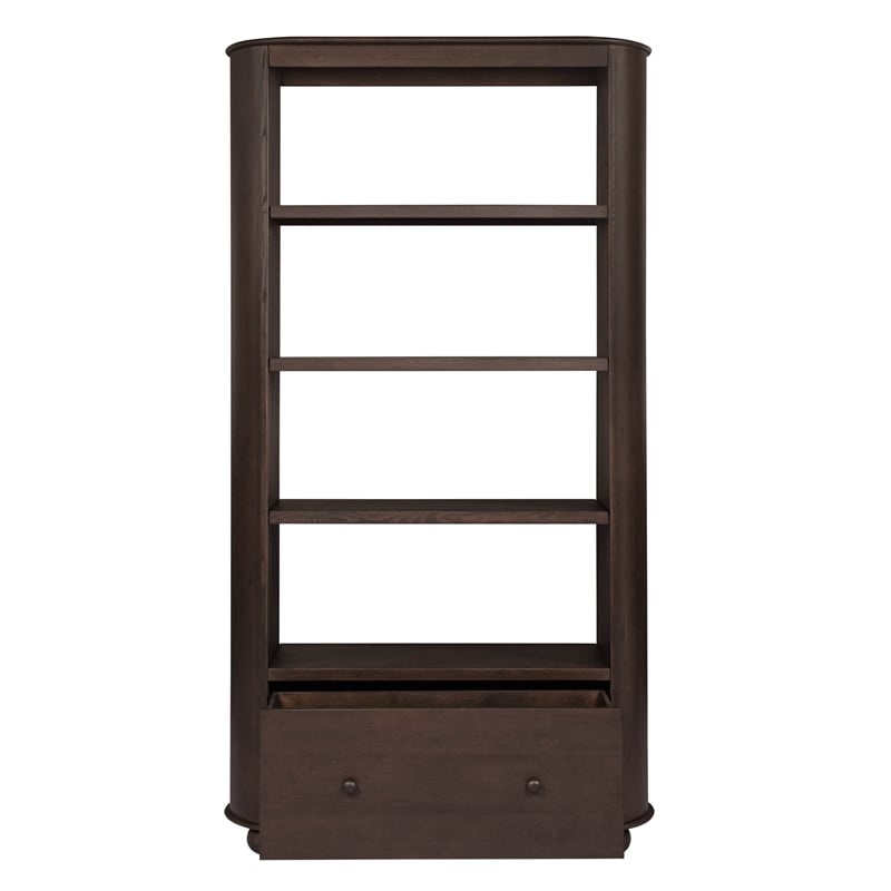 Astrid 1-Drawer Bookcase In Appalachian Brown on Oak Solid Wood