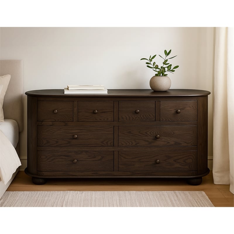 Astrid 8-Drawer Dresser in Appalachian Brown on Oak Solid Wood