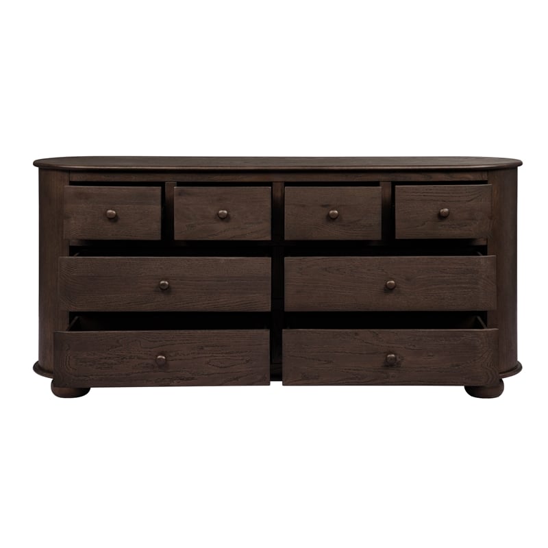 Astrid 8-Drawer Dresser in Appalachian Brown on Oak Solid Wood