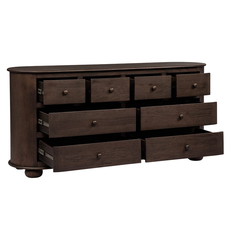 Astrid 8-Drawer Dresser in Appalachian Brown on Oak Solid Wood