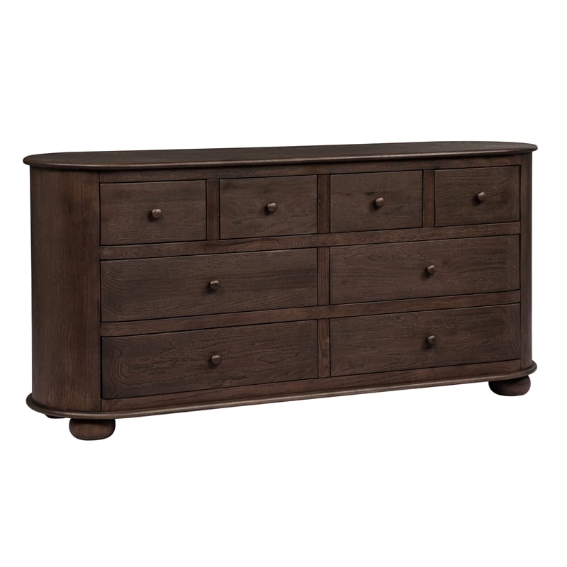 Astrid 8-Drawer Dresser in Appalachian Brown on Oak Solid Wood