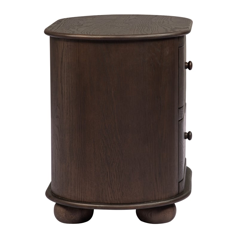 Astrid 2 - Drawer Nightstand In Appalachian Brown on Oak Solid Wood