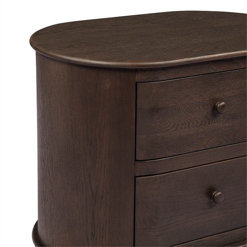 Astrid 2 - Drawer Nightstand In Appalachian Brown on Oak Solid Wood