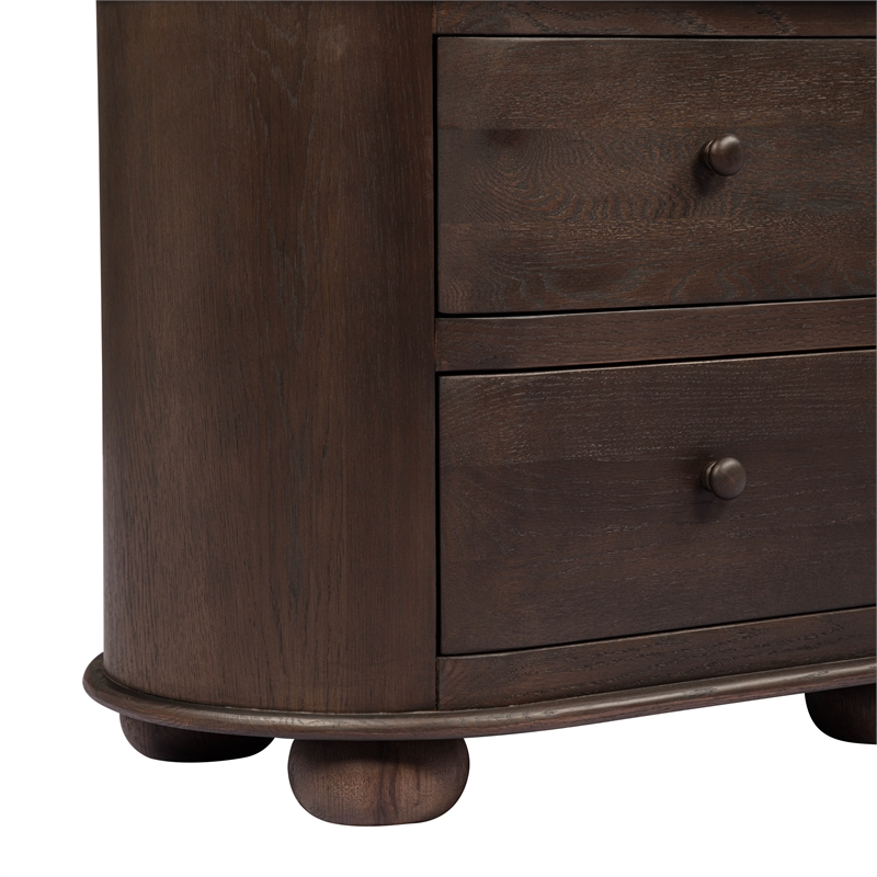 Astrid 2 - Drawer Nightstand In Appalachian Brown on Oak Solid Wood