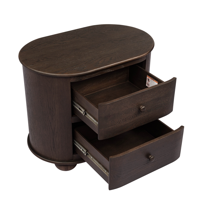 Astrid 2 - Drawer Nightstand In Appalachian Brown on Oak Solid Wood