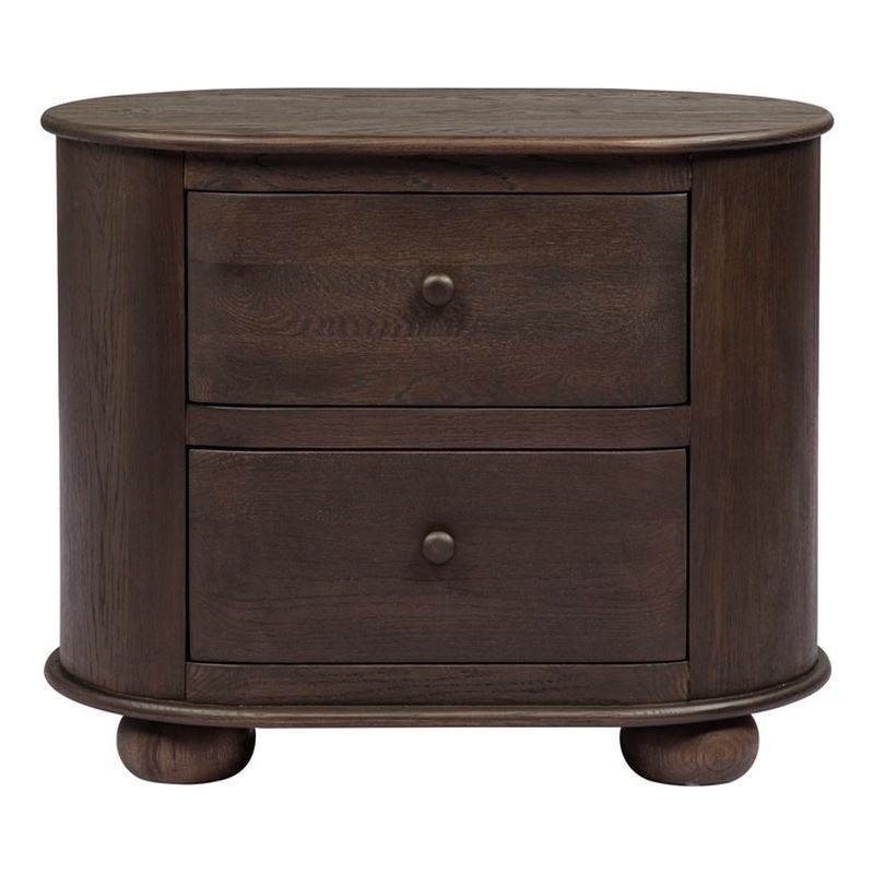 Astrid 2 - Drawer Nightstand In Appalachian Brown on Oak Solid Wood