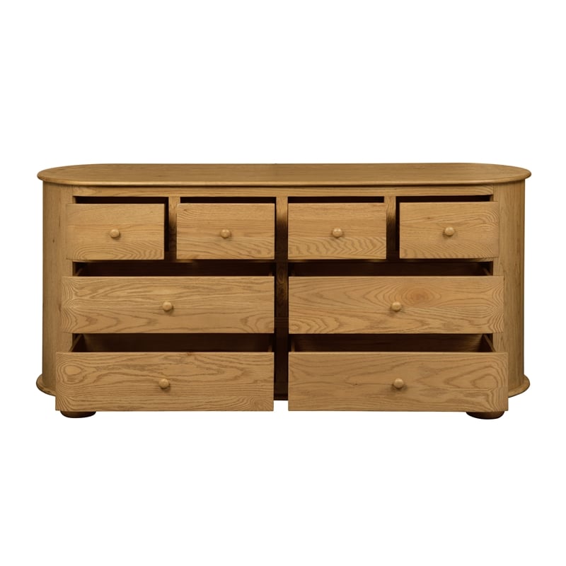 Astrid 8 - Drawer Dresser in Natural Finish on Oak Solid Wood