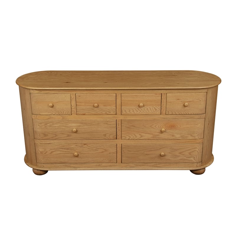 Astrid 8 - Drawer Dresser in Natural Finish on Oak Solid Wood