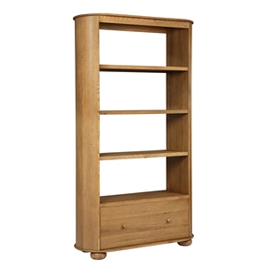 Astrid 1-Drawer Bookcase In Natural Finish on Oak Solid Wood