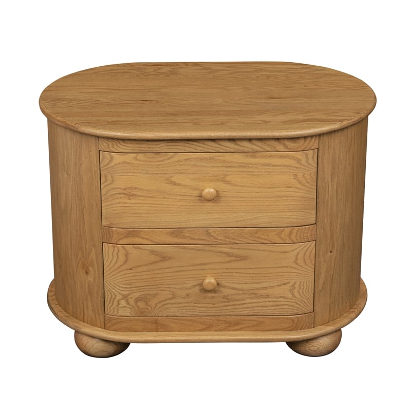 Astrid 2 - Drawer Nightstand In Natural Finish on Solid Wood
