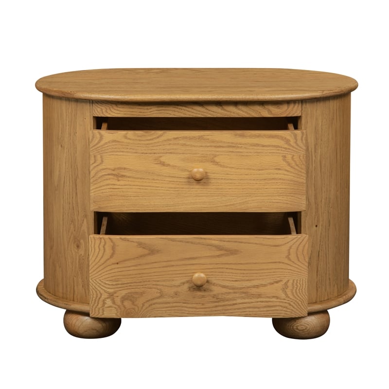 Astrid 2 - Drawer Nightstand In Natural Finish on Solid Wood