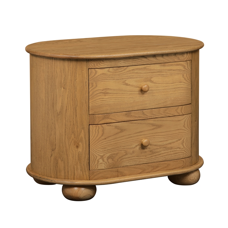 Astrid 2 - Drawer Nightstand In Natural Finish on Solid Wood
