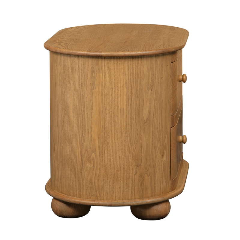Astrid 2 - Drawer Nightstand In Natural Finish on Solid Wood
