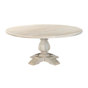Benedict 71&quot Round Dining Table in Mango Solid Wood with White Wash Finish