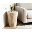 Jenna Round Drum End Table In Natural Finish on Mango Solid Wood