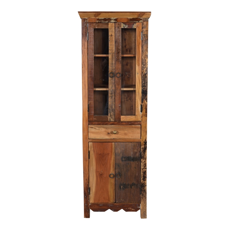 Trinidad Tall Cabinet in Natural Brown Finish on Reclaimed Wood