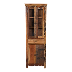 Trinidad Tall Cabinet in Natural Brown Finish on Reclaimed Wood