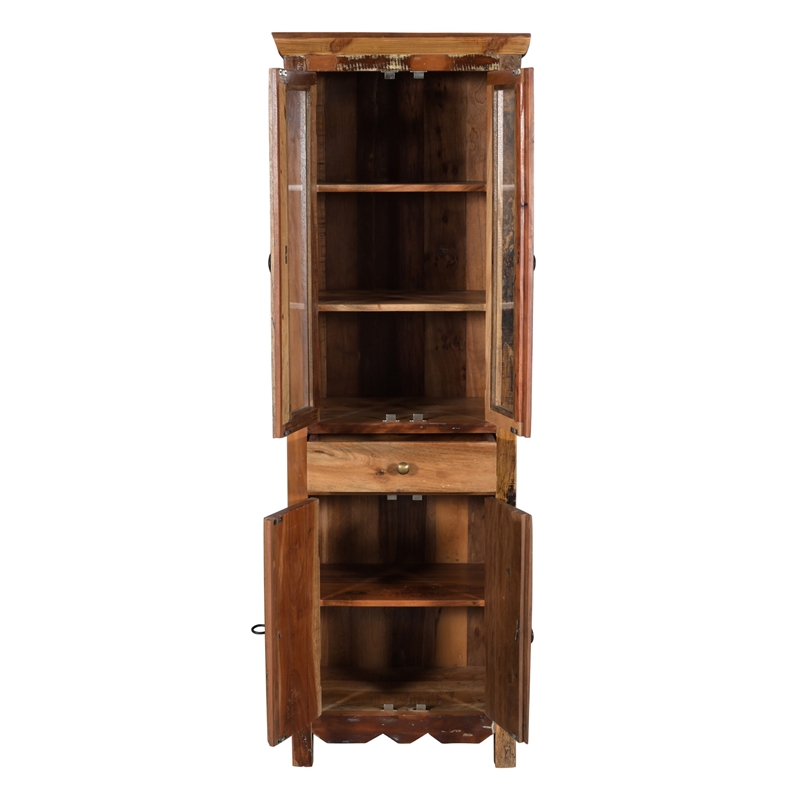 Trinidad Tall Cabinet in Natural Brown Finish on Reclaimed Wood