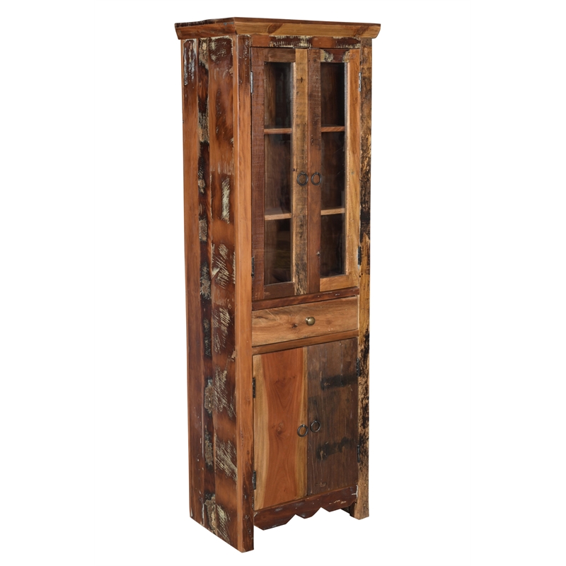Trinidad Tall Cabinet in Natural Brown Finish on Reclaimed Wood