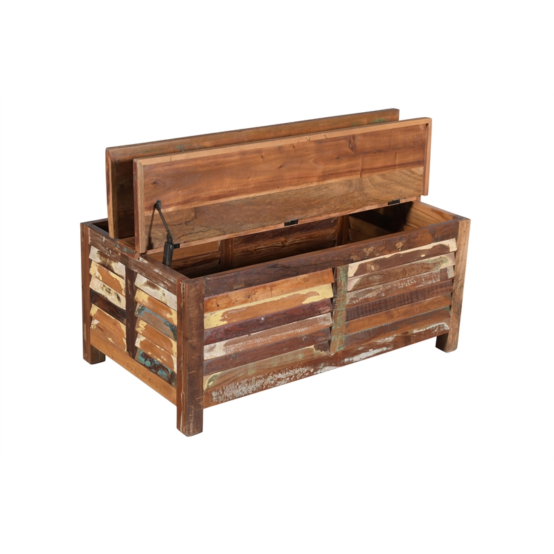 Trinidad Storage Coffee Table in Natural Brown Finish on Reclaimed Wood